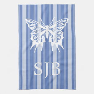 Danube Victorian Stripe Butterfly Monogram Tea Towel