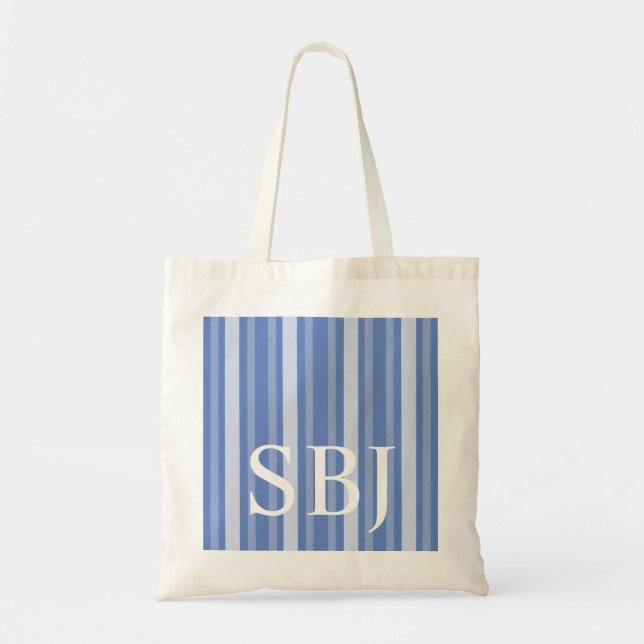 Danube Victorian Stripe with Monogram Tote Bag (Front)