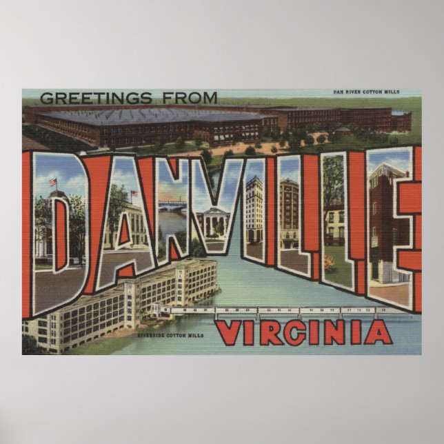 Danville, Virginia - Large Letter Scenes Poster (Front)