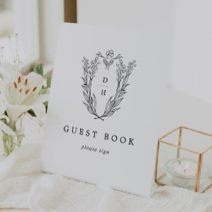 DAPHNE Black White Classic Wedding Guest Book Sign
