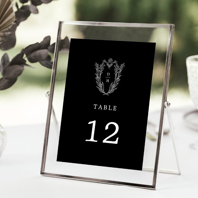 DAPHNE Floral Dark Black Wedding Table Numbers (DAPHNE Floral Dark Black Wedding Table Numbers)