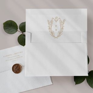 DAPHNE Gold and White Wedding Invitation Envelopes