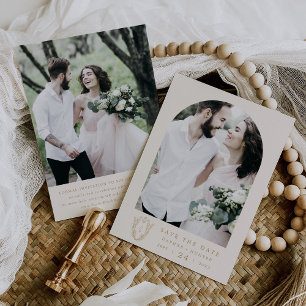 DAPHNE Minimalist Cream Gold Boho Vintage Wedding Save The Date