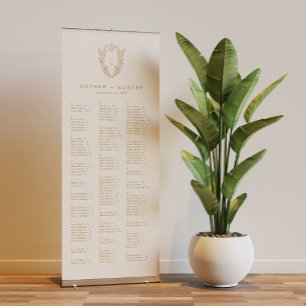DAPHNE Minimalist Cream Gold Wedding Seating Chart Retractable Banner