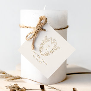 DAPHNE Minimalist Cream Gold Wedding Thank You Favour Tags