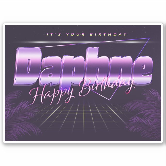 Daphne Name First name lila retro Sticker Birthday (Front)