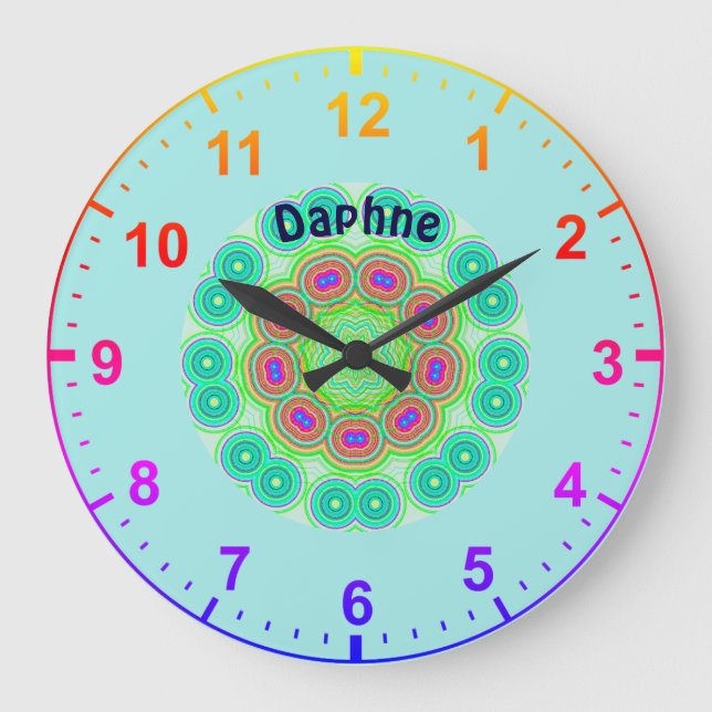 DAPHNE Personalised~Kaleidoscope Circles Fractal ~ Large Clock (Front)
