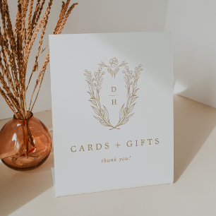 DAPHNE Simple Gold White Wedding Cards and Gifts Pedestal Sign