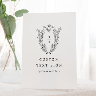 DAPHNE Vintage Black White Elegant Custom Wedding Pedestal Sign