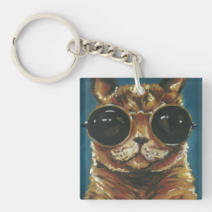 Dapper Animal   Kitty In Sunglasses Key Ring
