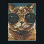 Dapper Animal | Kitty In Sunglasses Postcard<br><div class="desc">This print features a brown kitty in round sunglasses | By Jennifer Rutledge</div>