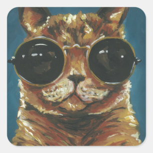 Dapper Animal   Kitty In Sunglasses Square Sticker