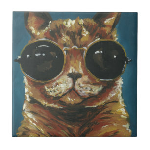 Dapper Animal   Kitty In Sunglasses Tile