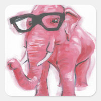 Dapper Animal | Pink Elephant In Eyeglasses