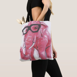 Dapper Animal   Pink Elephant In Eyeglasses Tote Bag