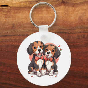 Dapper Beagle Dogs Art Key Ring