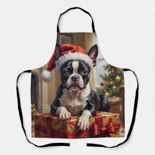 Dapper Boston Terrier Dog Christmas Gift Apron