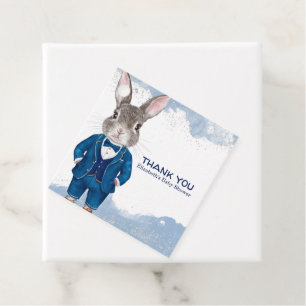 Dapper Boy Bunny in a Blue Suit and Bowtie Favour Tags