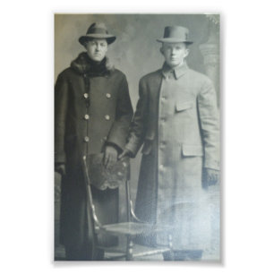 Dapper Brothers in Overcoats RPPC B&W Photo PRINT
