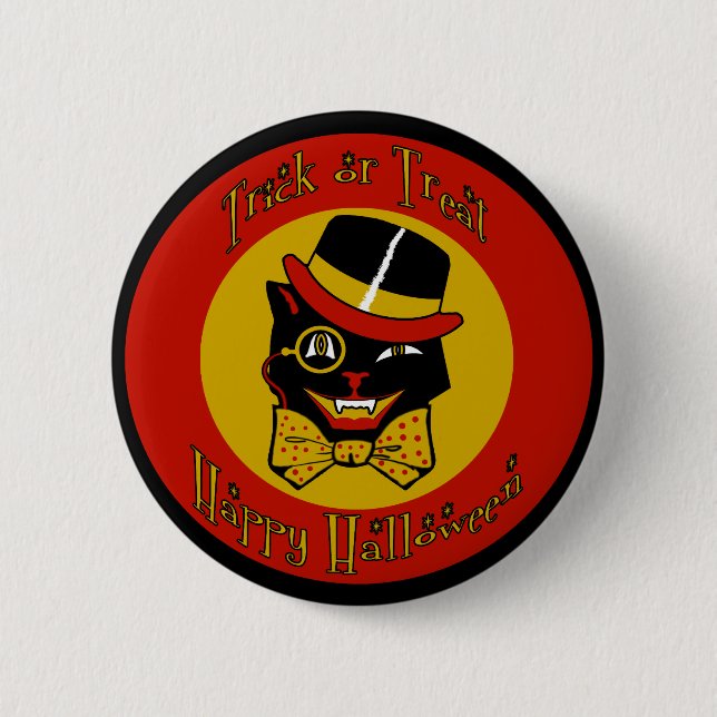 Dapper Cat 6 Cm Round Badge (Front)