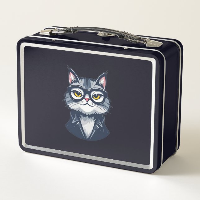 Dapper Cat in Glasses & Suit Lunch Box (Back)