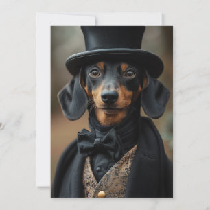 Dapper Dachshund in Elegant Victorian Attire Invitation