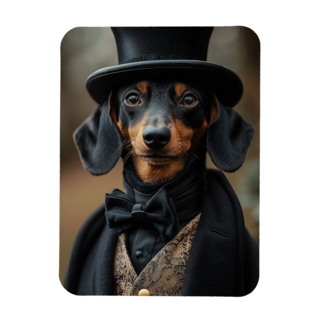 Dapper Dachshund in Elegant Victorian Attire Magnet (Vertical)