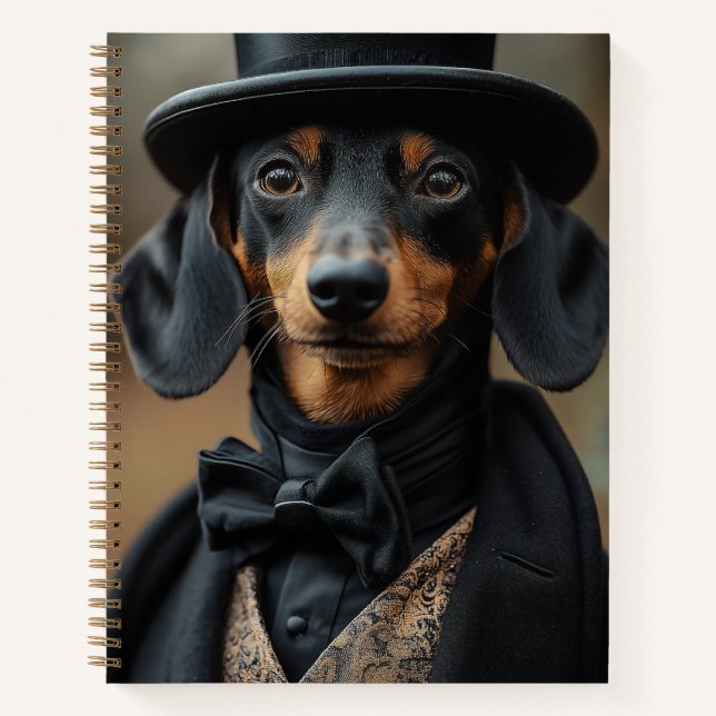 Dapper Dachshund in Elegant Victorian Attire Notebook (Front)