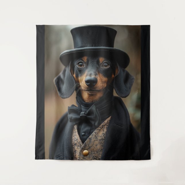 Dapper Dachshund in Elegant Victorian Attire Tapestry (Front)