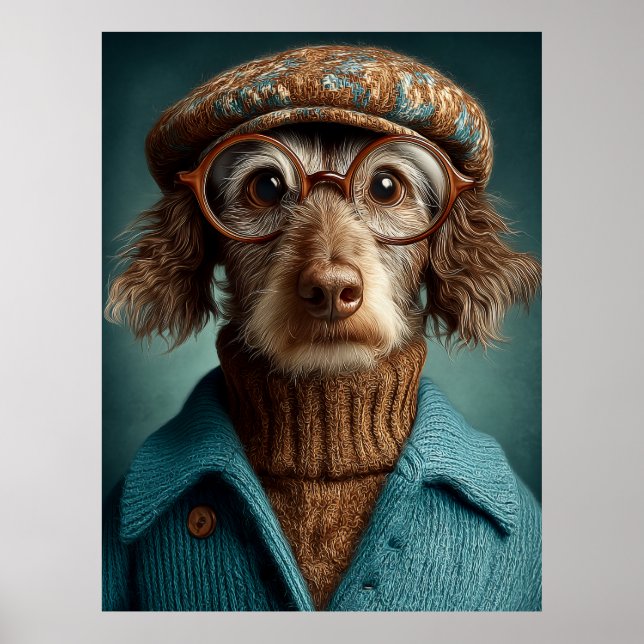 Dapper Dog in Winter Wear Poster (Front)