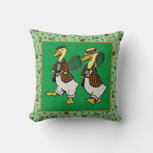 DAPPER DUCKS on green Cushion