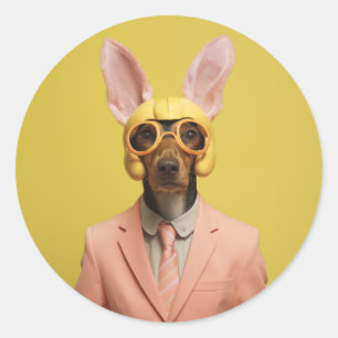 Dapper Easter Bunny Dog Classic Round Sticker