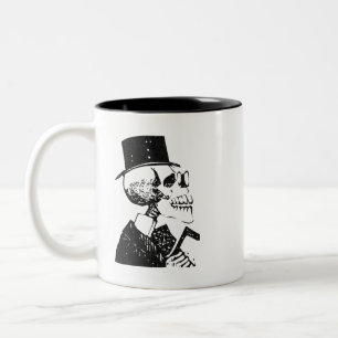 Dapper Folk Art Calavera Top Hat Two-Tone Coffee Mug