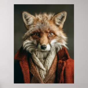 Dapper Fox in Cosy Style Poster