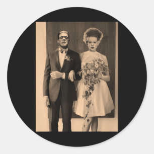 Dapper Frankenstein Wedding Day - Monster Hallowee Classic Round Sticker