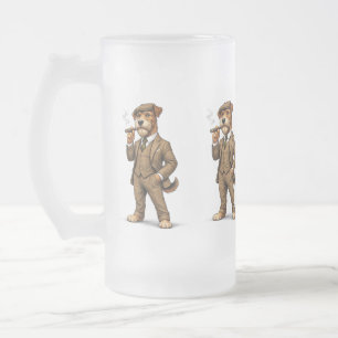Dapper Gentleman Dog Glass Frosted Glass Beer Mug