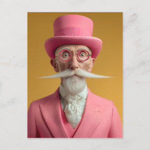 Dapper Gentleman in Pink Invitation Postcard