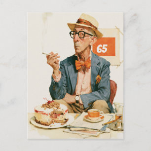 Dapper Gentleman With Coffee and Cake Postcard