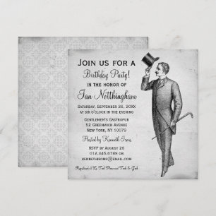 Dapper Gentleman's Birthday Party Invitations