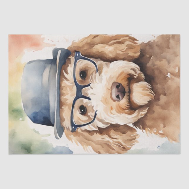 Dapper Golden Doodle in Stylish Attire Tissue Paper (Front)