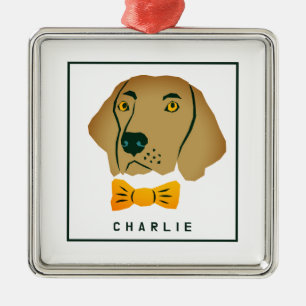 Dapper Golden Retriever Dog Custom Metal Tree Decoration