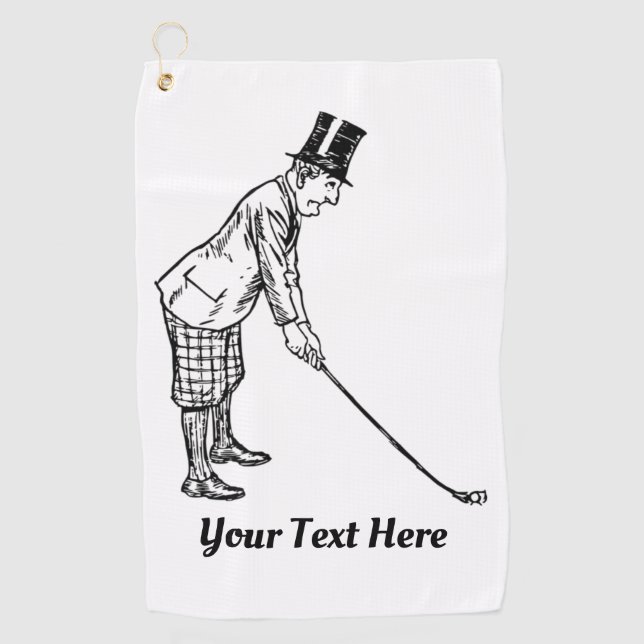 Dapper Golfer Your Text Golf Towel (Front)