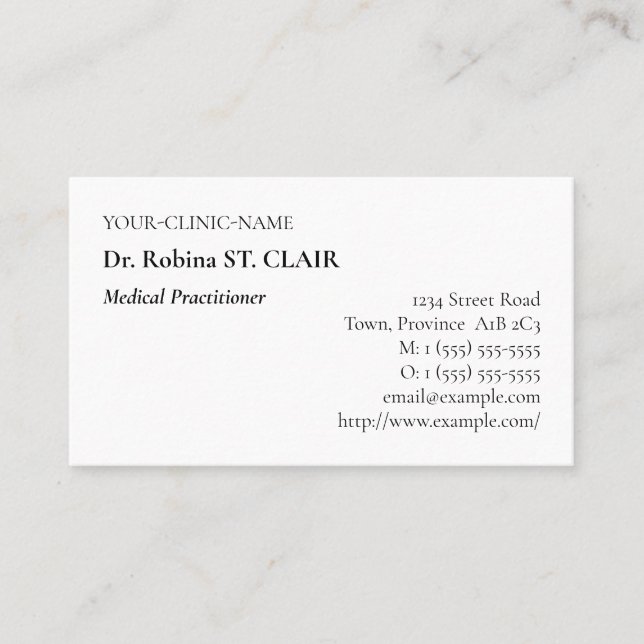Dapper, Healthcare Specialist Business Card (Front)