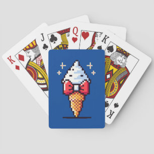 Dapper Ice Cream - Cute Pixel Art Dessert Design Playing Cards