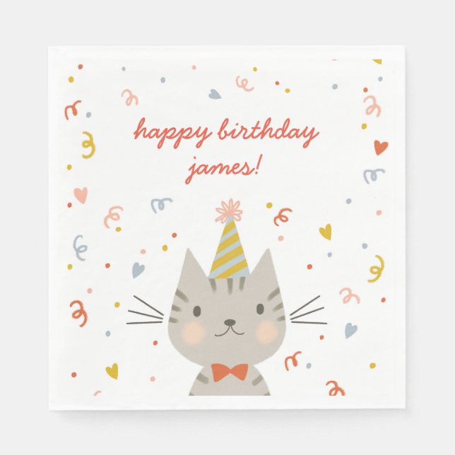 Dapper Kitty Birthday Party Napkin (Front)