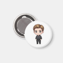 Dapper Korean Drama Male Lead Round Fridge Magnet
