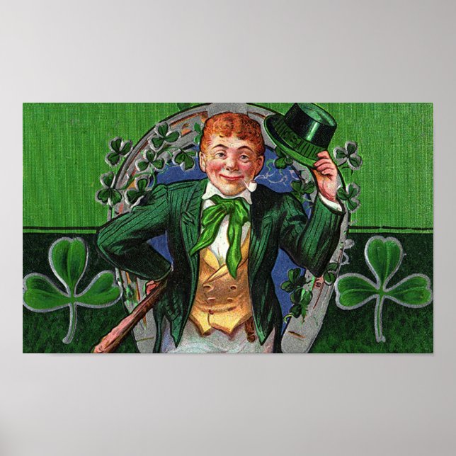 Dapper Leprechaun Vintage St. Patrick's Day Poster (Front)