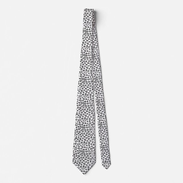 Dapper Monochrome Feline Elegance Tie (Front)