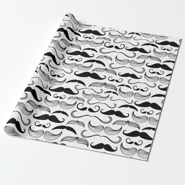 Dapper Moustaches Wrapping Paper (Unrolled)
