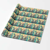 Dapper otters wrapping paper